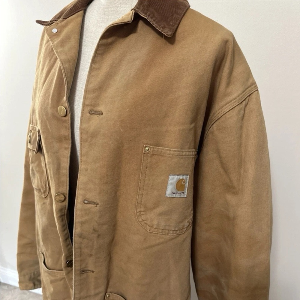 Vintage Carhartt Detroit Men's Brown Jacket 4 Pocket Blanket Lined 46 Tall